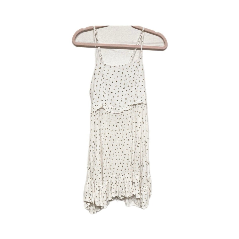 Forever 21 White Ditsy Floral Ruffled Mini Dress Womens SIze S Cottagecore Fairy